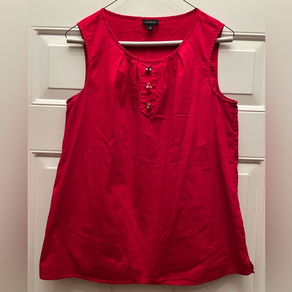 Talbots Red Sleeveless Boxy Blouse Women’s 10
